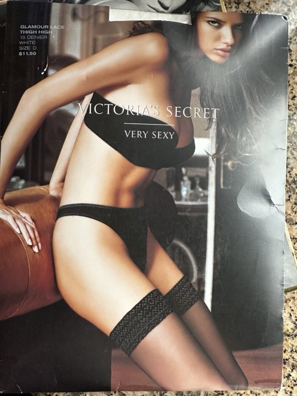 Victoria’s Secret Very Sexy Glamour Lace Top White Thigh Highs Stockings Size D
